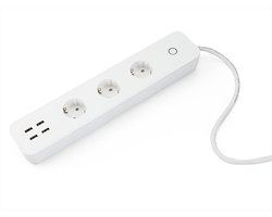 Caliber Stekkerdoos - Slimme Stekkerdoos - 3-voudig met 4x USB-A - Elke stekker en USB apart bestuurbaar via Wifi - Tuya Smart App - Google Home (HWP303U)