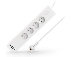 Caliber Stekkerdoos - Slimme Stekkerdoos - 4x USB en 4x Type E Belgisch / Franse Penaarde - App Bediening Google Home, Amazon Alexa en Siri (HWP302FU)