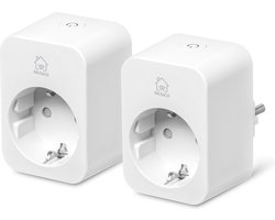 Deltaco Smart Home Duopack Slimme Stekker - Meet Energieverbruik of -Opwekking - Programmeer of Koppel Apparaten - 2 Stuks - Wit