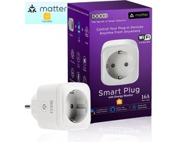 Docci® SP77 (Matter) Wifi Smart Plug met Timer en Energiemeter - Apple Home, Alexa en Google Assistant compatibel