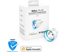 FIBARO Wall Plug - Werkt alleen met Apple Homekit  - Versie voor België - Type E - Slimme stekker met energiemeting