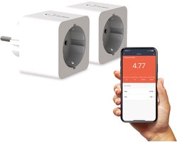 FlinQ Slimme Stekker - Smart Plug - Incl Tijdschakelaar & Energiemeter - 2-pack - Wit