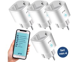 Gologi Slimme stekker - Smart plug - Tijdschakelaar & Energiemeter - WIFI - Google Home & Amazon Alexa - 4 Stuks - Wit