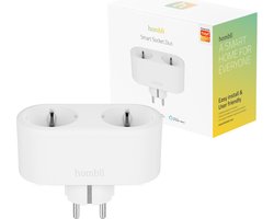 Hombli Slimme Stekker - 2 Contacten - WiFi - Timerfunctie - Compitabel met Amazon Alexa en Google Home - Bediening via Hombli App - 1 stuks - Wit