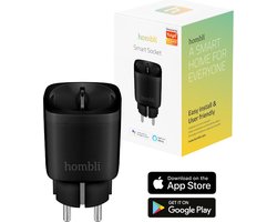 Hombli Slimme Stekker - 220V - WiFi - Timerfunctie - Compitabel met Amazon Alexa en Google Home - Bediening via Hombli App - 1 stuks - Zwart