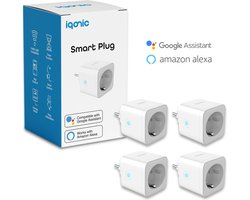 Iqonic Slimme Stekker - Smart Plug - Met Tijdschakelaar en Energiemeter - Voor Binnen - 16A - 4 Stuks