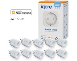 iqore - 10x Slimme stekker WiFi - APPLE HOMEKIT - ondersteund MATTER - Google Home - 16A 3680W Smart plug met Stroomverbruikmeter, Energiemeter en Timer - Compatibel met Apple Homekit / Siri - Smart Life app