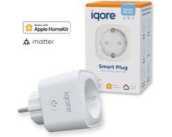 iqore - Slimme stekker WiFi - APPLE HOMEKIT - ondersteund MATTER - Google Home - 16A 3680W Smart plug met Stroomverbruikmeter, Energiemeter en Timer - Compatibel met Apple Homekit / Siri - Smart Life app