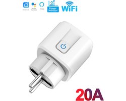 Lichtendirect- Smart Plug – Slimme Stekker met Energiemeter (20A) – Wifi en Bluetooth – Geschikt voor Google Home & Amazon Alexa – Wifi