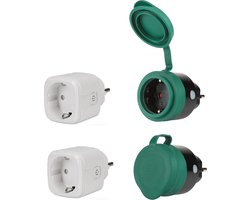 SEC24 4x Slimme stekker WiFi plug met digitale timer 16A- Tijdschakelaar - Energie besparing - Werkt met Google Home en Alexa - 2x Voor binnen gebruik en 2x voor buiten gebruik