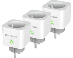 Silvergear Slimme stekker met Energiemeter - Smart Plug - Tijdschakelaar - Penaarde - Wifi - 3x