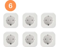 Smart plug - Set van 6 - Slimme stekker 16A - Google Home (Google Assistant) - met stroommeter via mobiele applicatie