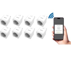 Smartify Smart Plug - 8 Stuks Slimme Stekker - Google Home (Google Assistant) - TIJDSCHAKELAAR & ENERGIEMETER Via Mobiele Applicatie - Amazon Alexa & IFTTT Compatible- Smart Home