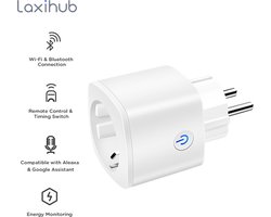 Tuya Slimme Stekker - Laxihub Wi-Fi & Bluetooth Smart Plug 4-Pack - Google Home & Amazon Alexa - Tijdschakelaar & Energiemeter via Gratis Smartphone App - Smart Home