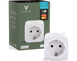 Varin® Slimme stekker met energiemeter - 16A - Voor type C & F stekkers - Tijdschakelaar - Bediening app - Smart plug - Voice control Google Home en Amazon Alexa - Smart lamp - Tuya wifi - Slimme verlichting woonkamer, keuken, slaapkamer, hal