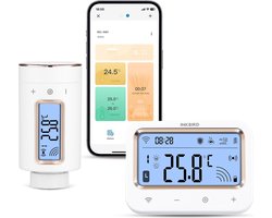 Inkbird IRC-RW1 WiFi Radiatorthermostaat met Gateway, App Bediening, Omkeerbaar Scherm, 11 Tijdsperioden Temperatuurregeling voor Woonkamer, Badkamer, Babykamer en Meer