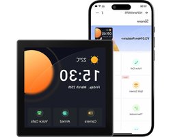 Pro Smart Home-bedieningspaneel met ingebouwde Zigbee 3.0 hub en draadloze thermostaat - app-bediening - slimme scène - oproepintercom - donkergrijs