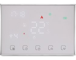 Slimme Draadloze Thermostaat met Touchscreen | Batterijen of USB-C voeding | RF Ontvanger | Opbouw of Los Staand | C.V. Installatie | Boiler | Infrarood & Elektrische vloerverwarming | Wit