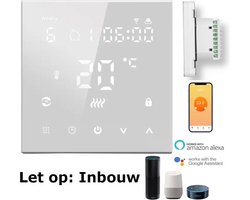 Slimme inbouw Thermostaat | C.V. Installatie | Boiler | Vierkant | Wit | 3amp | 4-Draads | 90-240v