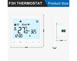 Slimme Inbouw Thermostaat | C.V. Waterverwarming | Boiler | Vierkant | Wit | 3amp | 4-Draads | Chronoscherm | Energie zuinig