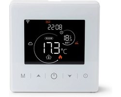 Slimme Opbouw Wifi Thermostaat met tiptoetsen | 3x AAA | geschikt voor 2-draads aansluiting | C.V. Installatie | Boiler | Wit | 3amp | Slimme statistieke