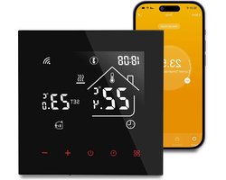 Slimme programmeerbare wifi-thermostaat voor ketelverwarming touchscreen zwart met Tuya APP & Smart Life - Beok TDR89B-WIFI-WPB