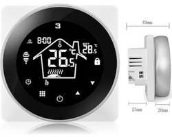 Slimme Thermostaat | Elektrische Vloerverwarming | Infrarood | Rond | Zwart | 4-Draads | 16amp | 90-240V