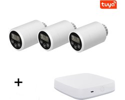 Slimme WiFi Thermostaat Knoppen | Zigbee 3.0 | Complete Set | 3x Radiatorknop incl. Gateway | Slimme Radiatorknoppen | Thermostaatknoppen | Bedienen met App