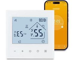 Slimme wifi-thermostaat voor ketelverwarming met programmeerkamerthermostaat - Beok TDR89B-WIFI-WPB met Tuya APP & Smart Life - digitaal LCD-temperatuurregelaar met touchscreen - wit