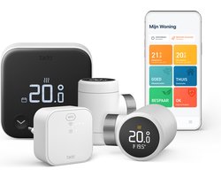 tado° Slimme Thermostaat Multi-Room Starterskit - Smart Thermostaat X - 2 Radiatorknoppen - incl. Matter Bridge - Bedrade variant - Zwart/Wit