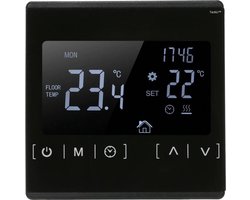 TechU™ Slimme Thermostaat Optic – Alleen voor Elektrische Vloerverwarming – Zwart – App & Wifi – Google Assistant & Alexa Amazon