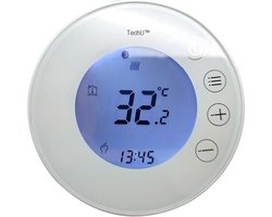 TechU™ Smart Thermostaat Round – Wit – Alleen voor Elektrische Vloerverwarming – Wifi & App – Google Assistant & Alexa – Persoonlijk programma instelbaar