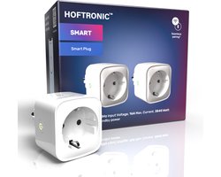 2x HOFTRONIC Slimme Stekker - Smart plug 16A - WiFi + Bluetooth - Met Tijdschakelaar - Compatible met alle smart assistenten - Incl. Energiemeter - Extra hoog en smal design - Smart stopcontact