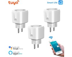 3 stuks - Slimme Stekker - WiFi - Smart Plug - Google Home & Amazon Alexa - Tijdschakelaar & Energiemeter via Smartphone App - Smart Home