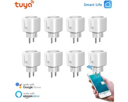 8 stuks - Slimme Stekker - WiFi - Smart Plug - Google Home & Amazon Alexa - Tijdschakelaar & Energiemeter via Smartphone App - Smart Home