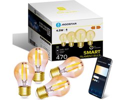 Aigostar 10C4T - LED Lampen E27 - Smart Filament Licht - Filament lamp - WiFi - Dimbaar - Appbesturing - 4.5W - 2700K-6500K