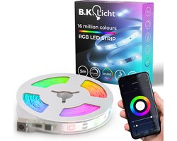 B.K.Licht - RGBIC LED Strip - 5 meter - smart WiFi - USB - muzieksensor - lopende verlichting - slimme verlichting - met App