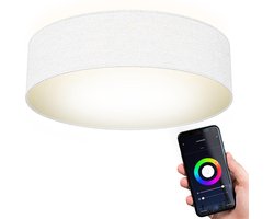 B.K.Licht - Slimme Plafondlamp - Ø39cm - WiFi - sterrenhemel - textil - CCT en RGB - smart plafonniére verlichting - dimbaar - 18W LED