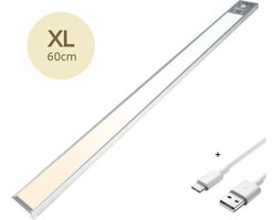 Boscer Led Lamp - 60 CM - Bewegingssensor - Lichtsensor - Magnetisch - USB-C Oplaadbaar - Trapverlichting - Keukenlamp - Nachtlamp - LED Strip - Eenvoudig bedienbaar bedieningspaneel