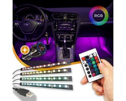 Brakel & Zwaan® Auto led verlichting met auto lader| 12V/5V | Auto interieur verlichting | sfeerverlichting auto | vrachtwagen accesoires | Led strip USB | Auto verlichting | Led strip auto | 12V/5V met afstandsbediening