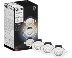 Calex Slimme Inbouwspots - Set van 3 stuks - Smart LED Downlight Dimbaar - Kantelbaar - Warm Wit Licht - Wit