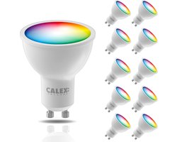 Calex Slimme Lamp - Kleurlamp set van 10 stuks - Wifi LED Verlichting - GU10 - Smart Lamp - Dimbaar - RGB en Warm Wit - 4.9W