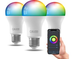 Calex Slimme Lamp - Kleurlamp set van 3 stuks - Wifi LED Verlichting - E27 - Smart Lamp - Dimbaar - RGB en Warm Wit - 9.4W