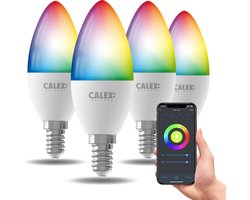 Calex Slimme Lamp - Kleurlamp set van 4 stuks - Wifi LED Verlichting - E14 - Smart Lamp - Dimbaar - RGB en Warm Wit - 9.4W