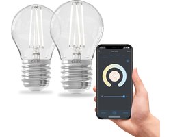 Calex Slimme Lamp - Set van 2 stuks - Wifi LED Filament E27 - Smart Bulb Helder - Dimbaar - Warm Wit licht - 4,9W