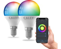 Calex Slimme Lamp - Set van 2 stuks - Wifi LED Verlichting - E14 - Smart Bulb - Dimbaar - RGB en Warm Wit licht - 4.9W