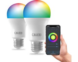 Calex Slimme Lamp - Set van 2 stuks - Wifi LED Verlichting - E27 - Smart Lichtbron - Dimbaar - RGB en Warm Wit - 9.4W