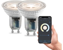 Calex Slimme Lamp - Set van 2 stuks - Wifi LED Verlichting - GU10 - Smart Bulb - Dimbaar - Warm Wit - 5W