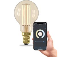 Calex Slimme Lamp - Wifi LED Filament Verlichting - E14 - Smart Bulb Goud - Dimbaar - Warm Wit licht - 4,9W