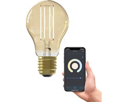 Calex Slimme Lamp - Wifi LED Filament Verlichting - E27 - Smart Bulb Goud- Dimbaar - Warm Wit licht - 7W